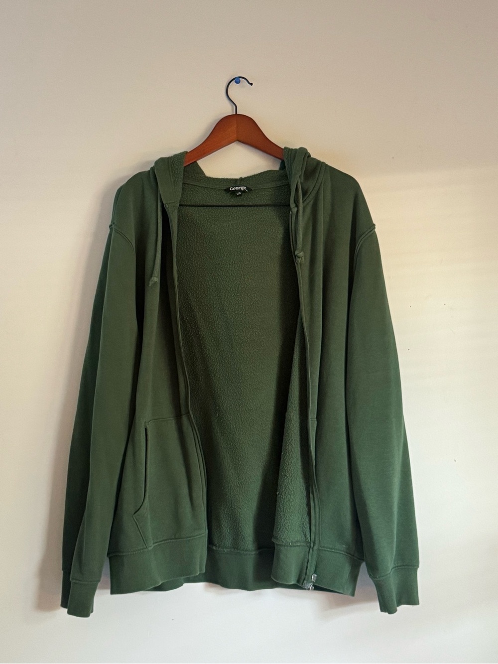 George Men's Olive Green Zip-Up Hoodie Sweater